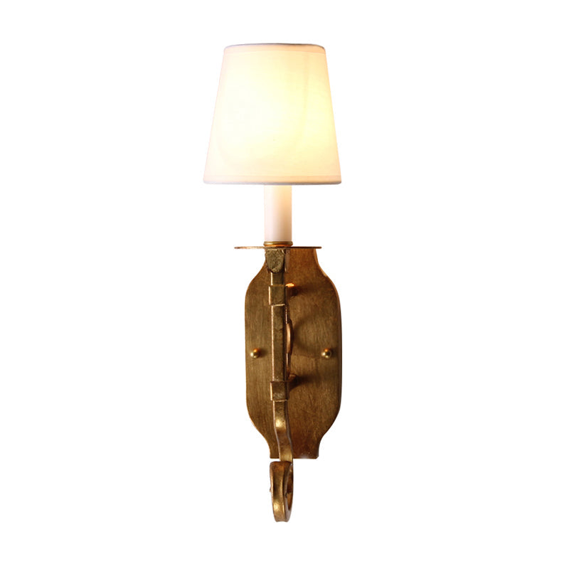 Skørter | Gold 1 Lamp Wall Light Vintage Style Fabric Narrow Shade Wall Mounted Light Source