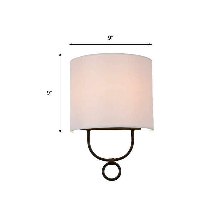 Skørter | Traditional Half Cylinder Wall Lamp 1 Head White Fabric Shade Wall Light for Bedroom