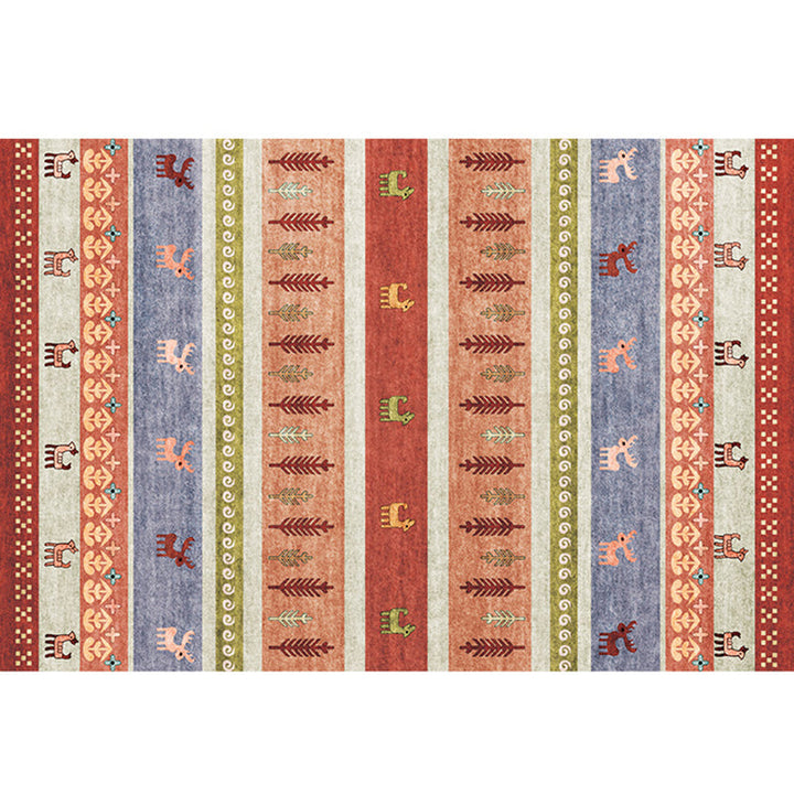 Lisslune | Natural Living Room Carpet Multicolor Geo Pattern Indoor Carpet Polypropylene Non-Slip Machine Washable Area Rug