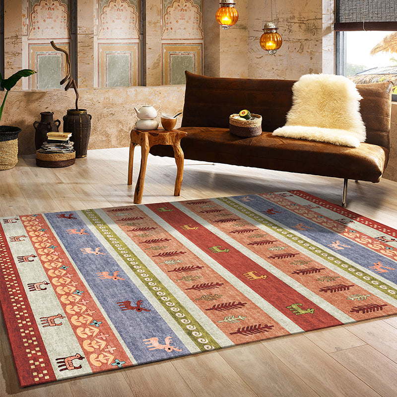 Lisslune | Natural Living Room Carpet Multicolor Geo Pattern Indoor Carpet Polypropylene Non-Slip Machine Washable Area Rug