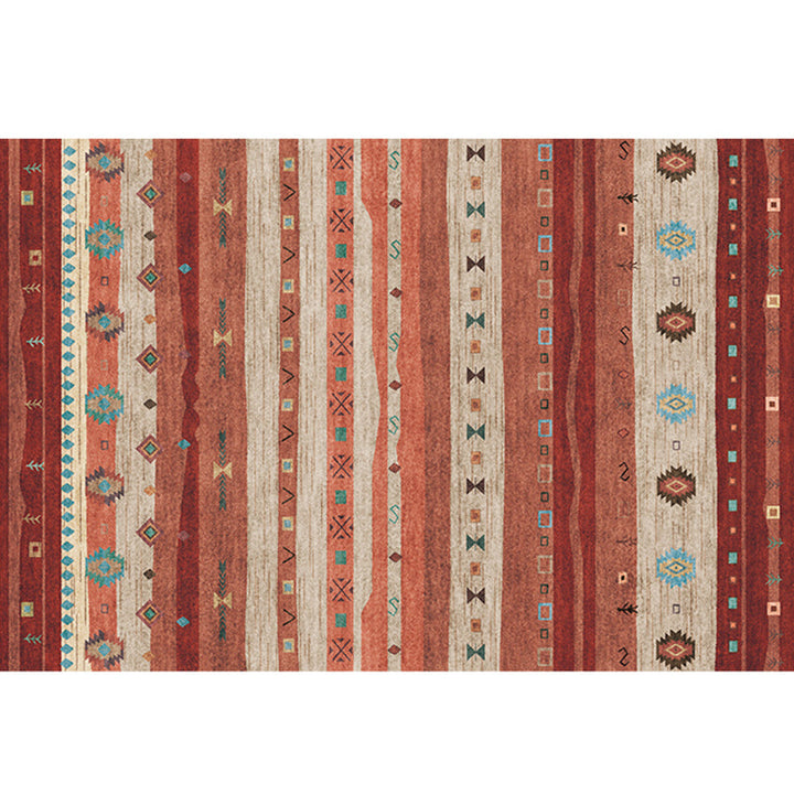 Lisslune | Natural Living Room Carpet Multicolor Geo Pattern Indoor Carpet Polypropylene Non-Slip Machine Washable Area Rug