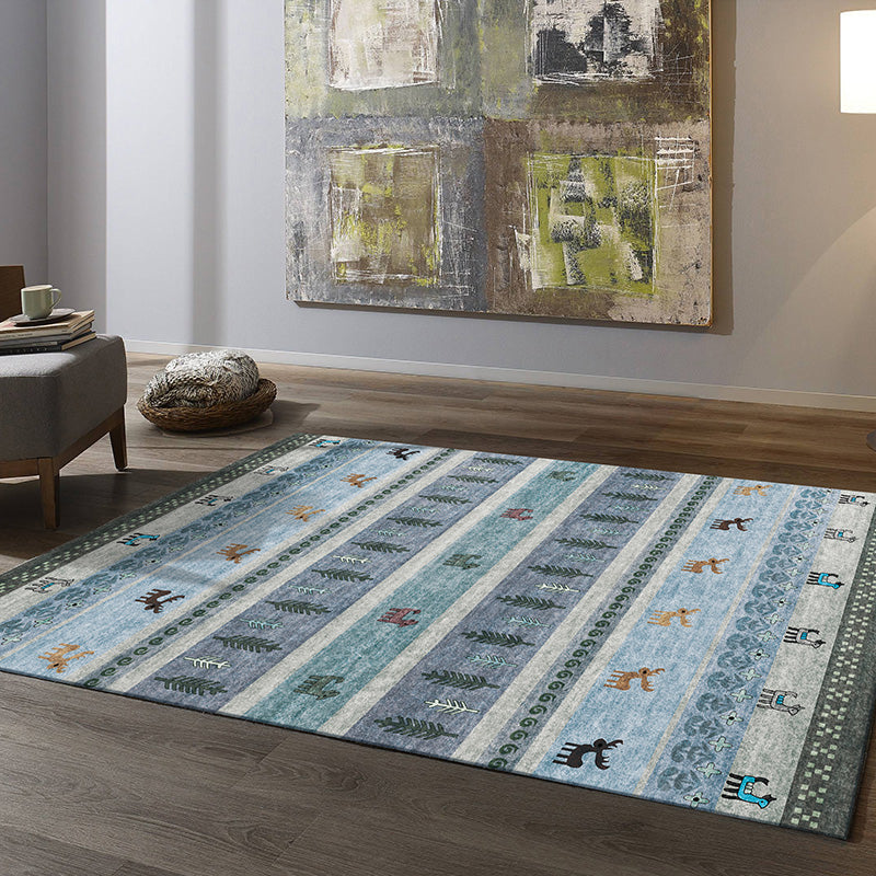 Lisslune | Natural Living Room Carpet Multicolor Geo Pattern Indoor Carpet Polypropylene Non-Slip Machine Washable Area Rug