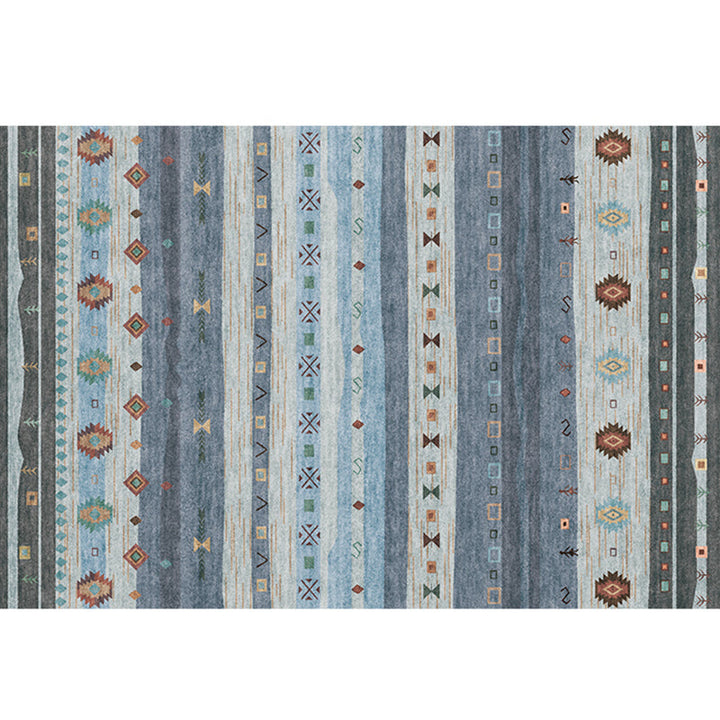 Lisslune | Natural Living Room Carpet Multicolor Geo Pattern Indoor Carpet Polypropylene Non-Slip Machine Washable Area Rug