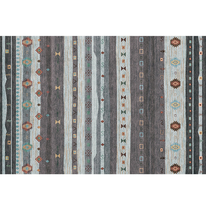 Lisslune | Natural Living Room Carpet Multicolor Geo Pattern Indoor Carpet Polypropylene Non-Slip Machine Washable Area Rug