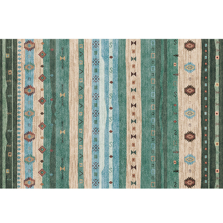 Lisslune | Natural Living Room Carpet Multicolor Geo Pattern Indoor Carpet Polypropylene Non-Slip Machine Washable Area Rug