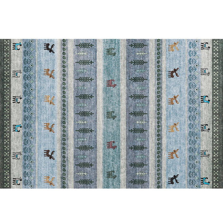 Lisslune | Natural Living Room Carpet Multicolor Geo Pattern Indoor Carpet Polypropylene Non-Slip Machine Washable Area Rug
