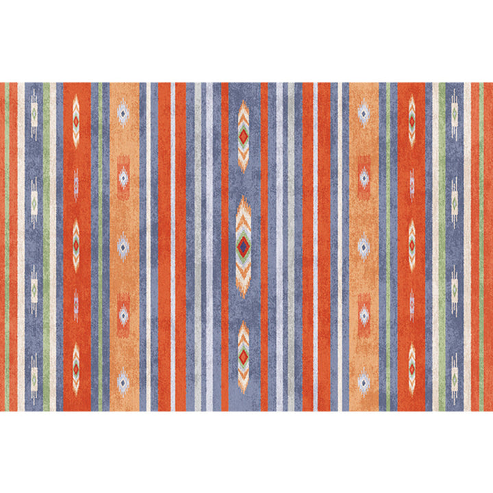 Lisslune | Natural Living Room Rug Multicolor Geo Printed Piece Rug Synthetic Non-Slip Back Pet Friendly Indoor Rug