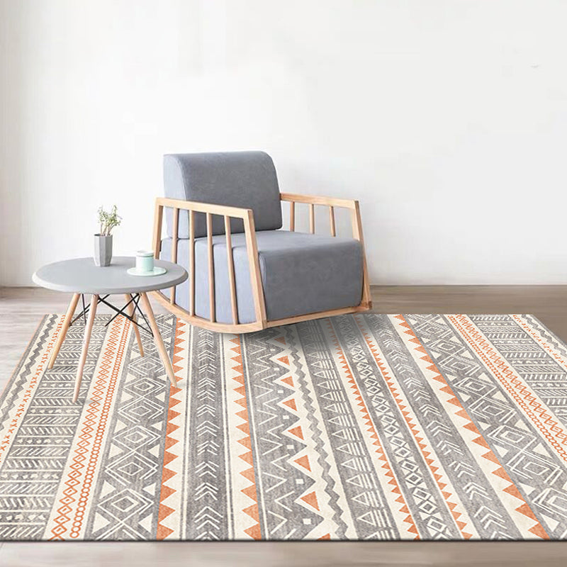 Lisslune | Natural Living Room Rug Multicolor Geo Printed Piece Rug Synthetic Non-Slip Back Pet Friendly Indoor Rug