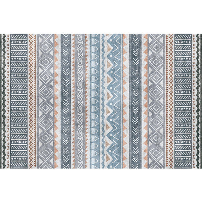 Lisslune | Natural Living Room Rug Multicolor Geo Printed Piece Rug Synthetic Non-Slip Back Pet Friendly Indoor Rug