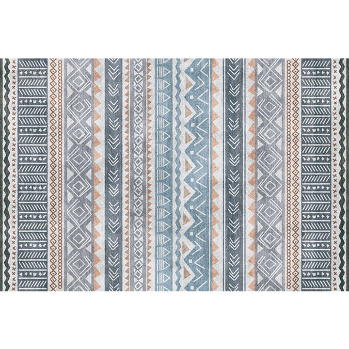 Lisslune | Natural Living Room Rug Multicolor Geo Printed Piece Rug Synthetic Non-Slip Back Pet Friendly Indoor Rug