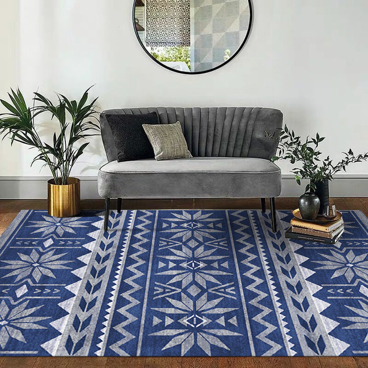 Lisslune | Natural Living Room Rug Multicolor Geo Printed Piece Rug Synthetic Non-Slip Back Pet Friendly Indoor Rug