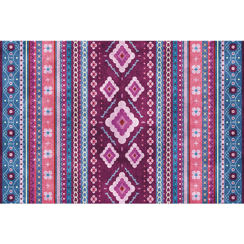 Lisslune | Natural Living Room Rug Multicolor Geo Printed Piece Rug Synthetic Non-Slip Back Pet Friendly Indoor Rug