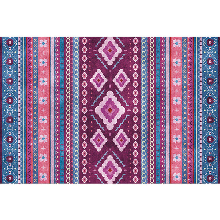 Lisslune | Natural Living Room Rug Multicolor Geo Printed Piece Rug Synthetic Non-Slip Back Pet Friendly Indoor Rug