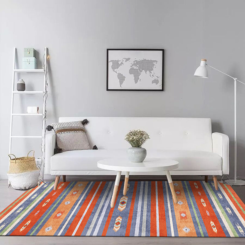 Lisslune | Natural Living Room Rug Multicolor Geo Printed Piece Rug Synthetic Non-Slip Back Pet Friendly Indoor Rug