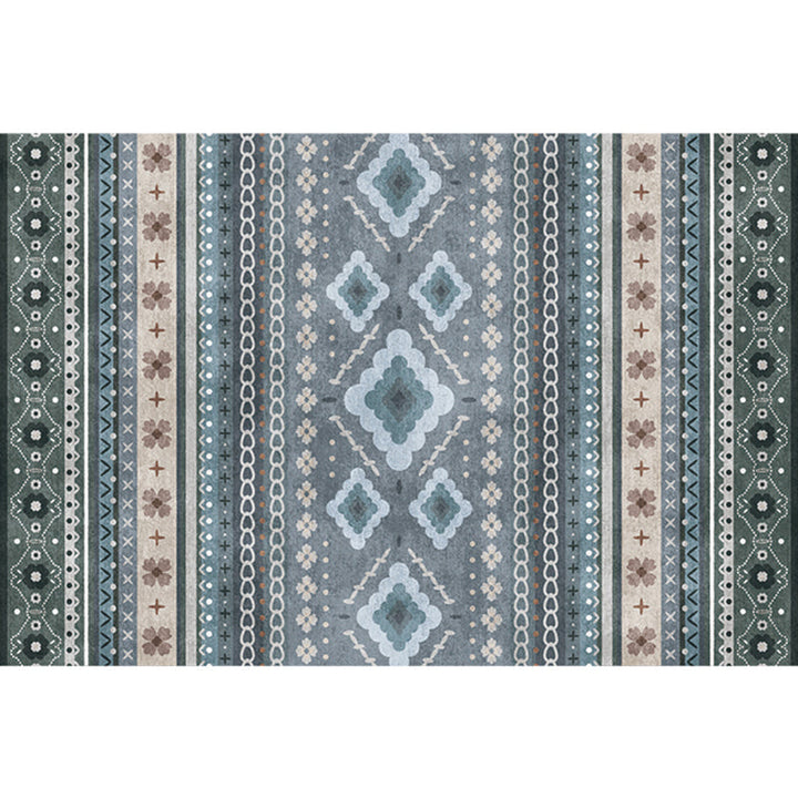 Lisslune | Natural Living Room Rug Multicolor Geo Printed Piece Rug Synthetic Non-Slip Back Pet Friendly Indoor Rug