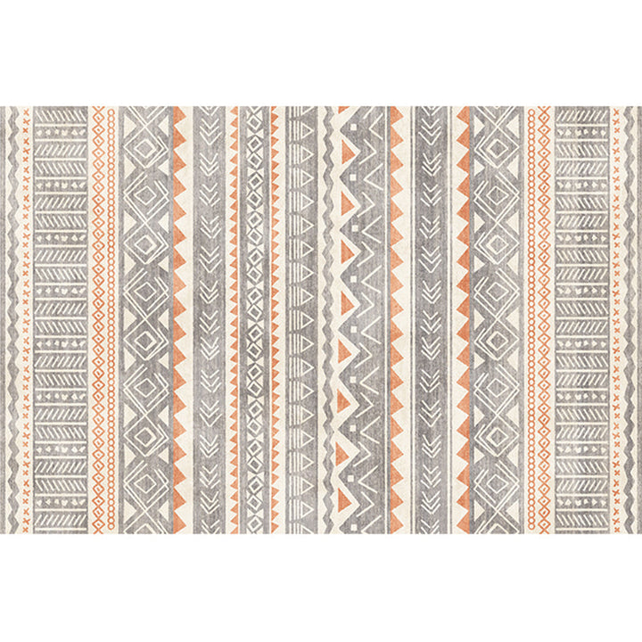 Lisslune | Natural Living Room Rug Multicolor Geo Printed Piece Rug Synthetic Non-Slip Back Pet Friendly Indoor Rug