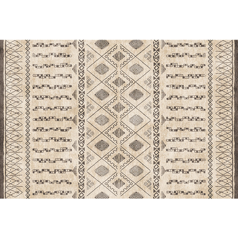 Lisslune | Natural Living Room Rug Multicolor Geo Printed Piece Rug Synthetic Non-Slip Back Pet Friendly Indoor Rug