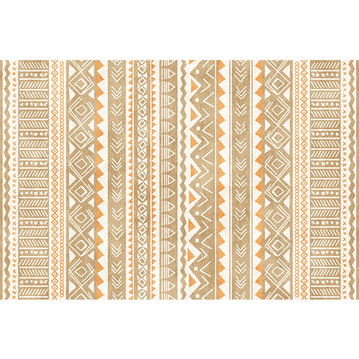 Lisslune | Natural Living Room Rug Multicolor Geo Printed Piece Rug Synthetic Non-Slip Back Pet Friendly Indoor Rug