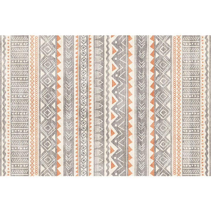 Lisslune | Natural Living Room Rug Multicolor Geo Printed Piece Rug Synthetic Non-Slip Back Pet Friendly Indoor Rug