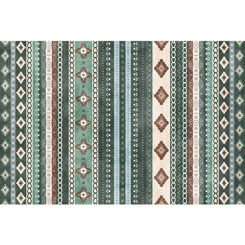 Lisslune | Natural Living Room Rug Multicolor Geo Printed Piece Rug Synthetic Non-Slip Back Pet Friendly Indoor Rug
