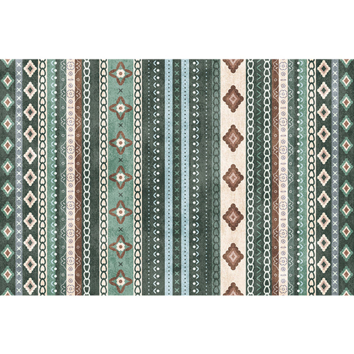 Lisslune | Natural Living Room Rug Multicolor Geo Printed Piece Rug Synthetic Non-Slip Back Pet Friendly Indoor Rug