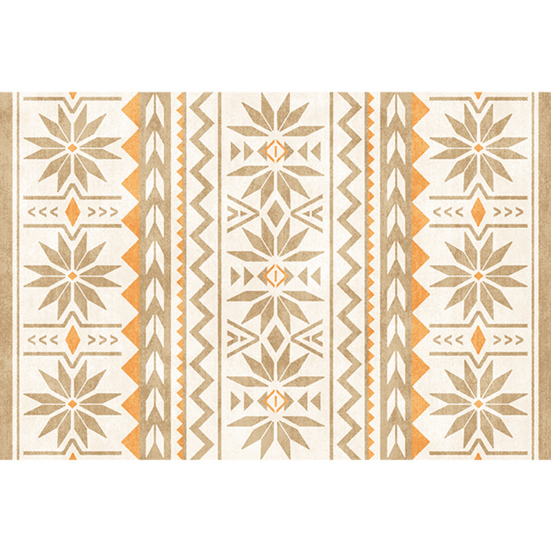 Lisslune | Natural Living Room Rug Multicolor Geo Printed Piece Rug Synthetic Non-Slip Back Pet Friendly Indoor Rug