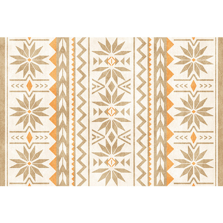 Lisslune | Natural Living Room Rug Multicolor Geo Printed Piece Rug Synthetic Non-Slip Back Pet Friendly Indoor Rug