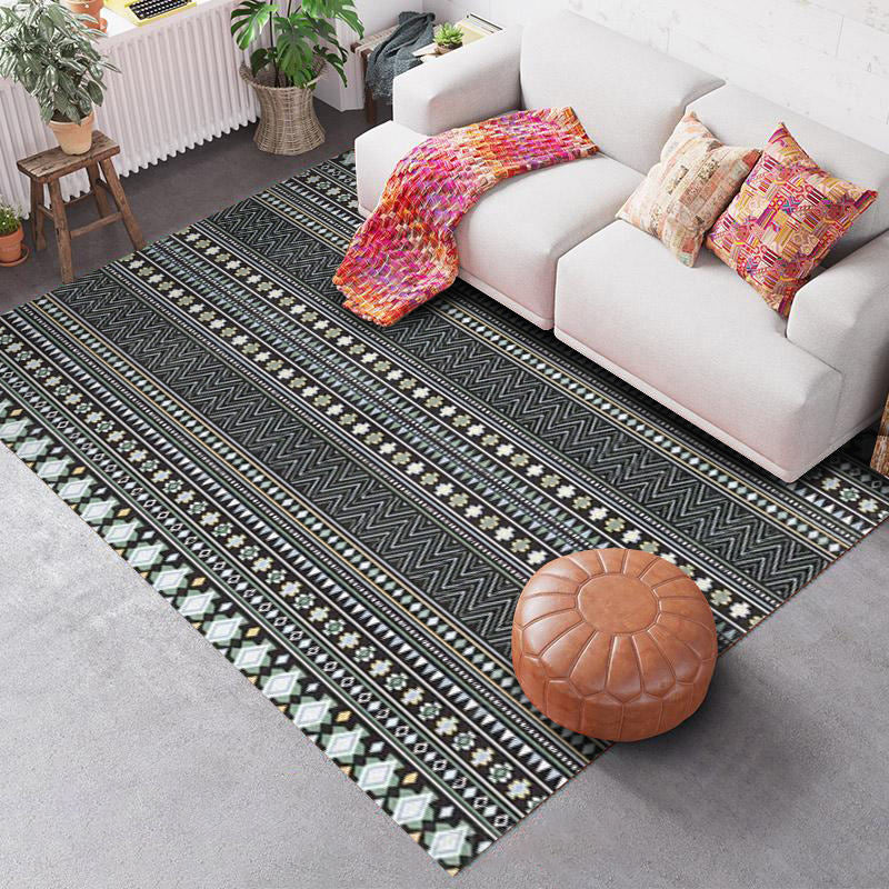 Lisslune | Southwest Geo Pattern Rug Multicolored Polyester Area Rug Easy Care Pet Friendly Washable Area Rug for Rooms