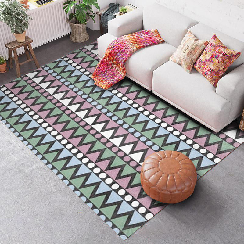 Lisslune | Southwest Geo Pattern Rug Multicolored Polyester Area Rug Easy Care Pet Friendly Washable Area Rug for Rooms