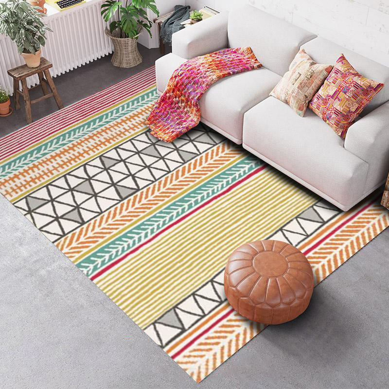 Lisslune | Southwest Geo Pattern Rug Multicolored Polyester Area Rug Easy Care Pet Friendly Washable Area Rug for Rooms