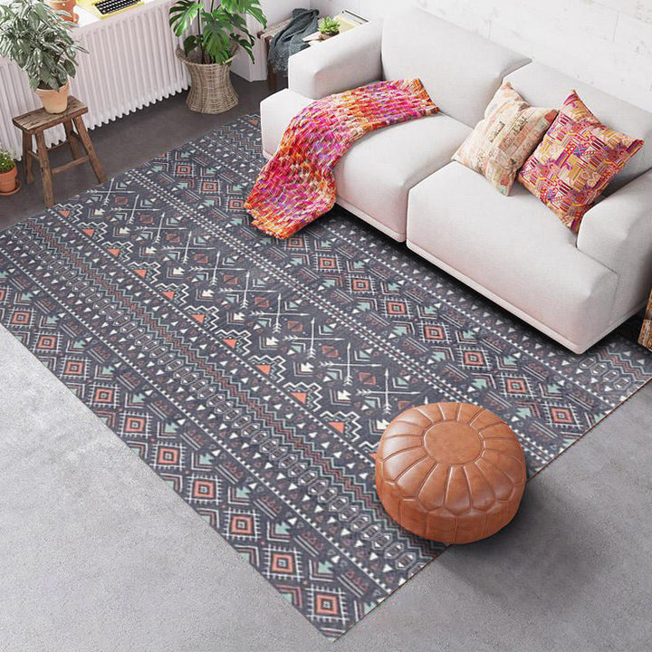 Lisslune | Southwest Geo Pattern Rug Multicolored Polyester Area Rug Easy Care Pet Friendly Washable Area Rug for Rooms