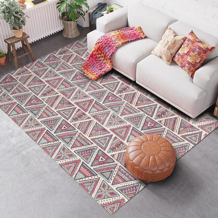 Lisslune | Southwest Geo Pattern Rug Multicolored Polyester Area Rug Easy Care Pet Friendly Washable Area Rug for Rooms