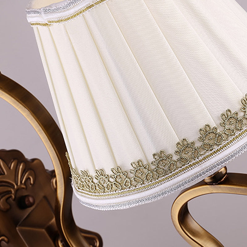 Skørter | Gold folded umbrella wall sconce Traditional fabric 1/2-bulb living room wall mounted light with crystal accent