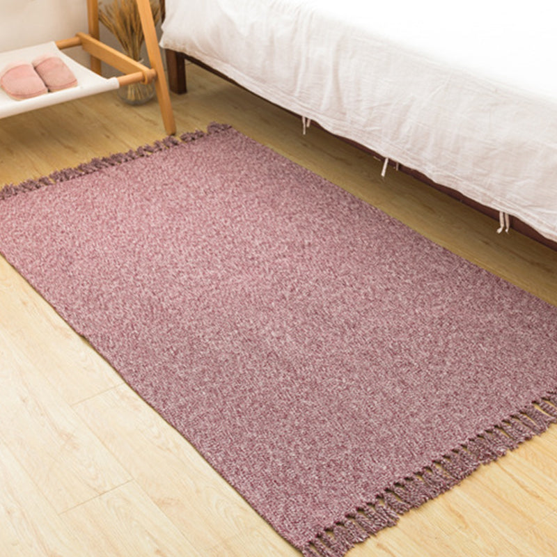 Lisslune | Land bedroom carpet multicolored solid color carpet cotton pet friendly easy to maintain indoor carpet with tassels