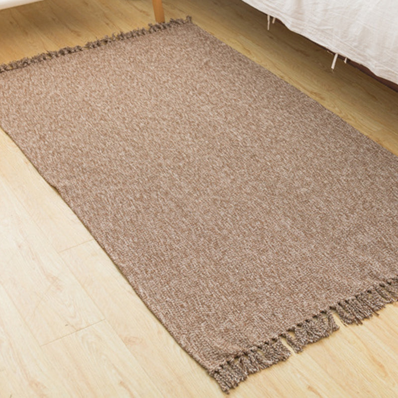 Lisslune | Land bedroom carpet multicolored solid color carpet cotton pet friendly easy to maintain indoor carpet with tassels