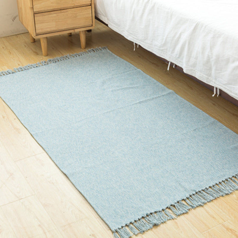 Lisslune | Land bedroom carpet multicolored solid color carpet cotton pet friendly easy to maintain indoor carpet with tassels