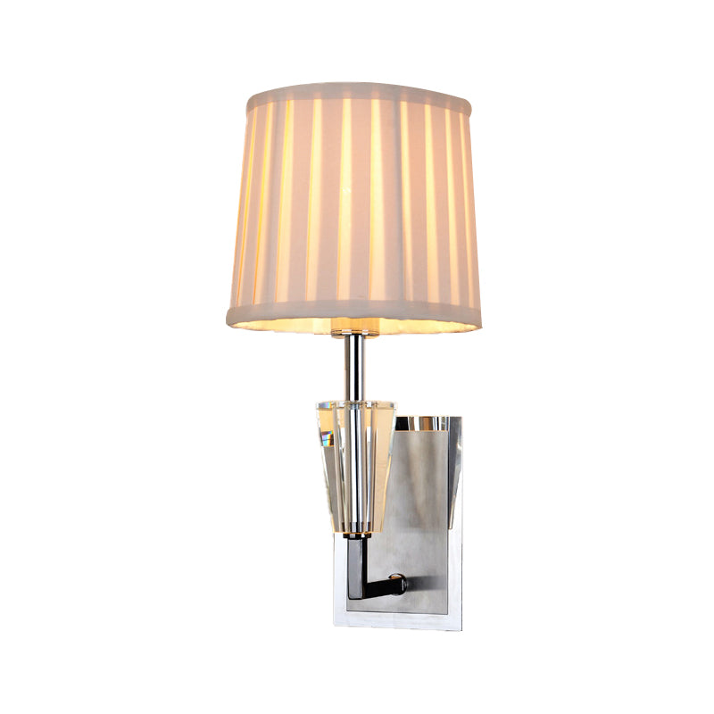 Skørter | Chrome Single Light Wall Sconces Modern Style Fabric Pleated Lampshade Wall Mounted Light Source