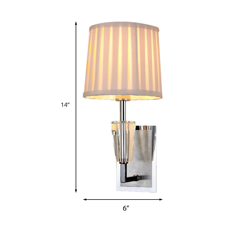 Skørter | Chrome Single Light Wall Sconces Modern Style Fabric Pleated Lampshade Wall Mounted Light Source