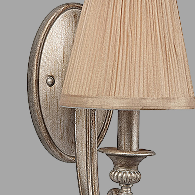 Skørter | 1-Cup Pleated Shadow Wall Lamp Traditional Tan Fabric Wall Mount Light for Living Room