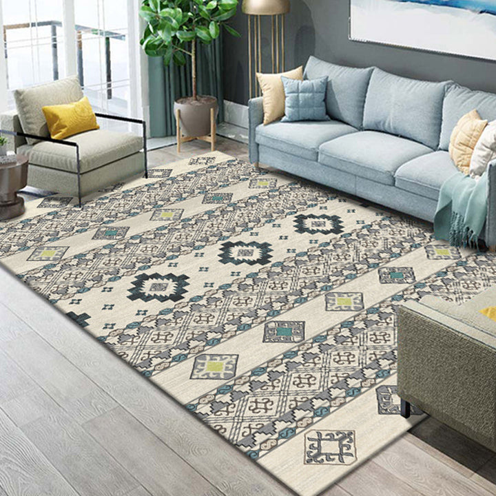 Lisslune | Western Parlor Rug Multicolored Geometric Pattern Area Rug Polypropylene Easy Care Pet Friendly Washable Indoor Rug