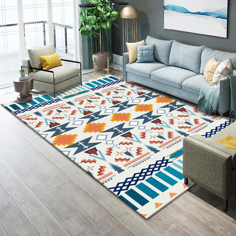 Lisslune | Western Parlor Rug Multicolored Geometric Pattern Area Rug Polypropylene Easy Care Pet Friendly Washable Indoor Rug