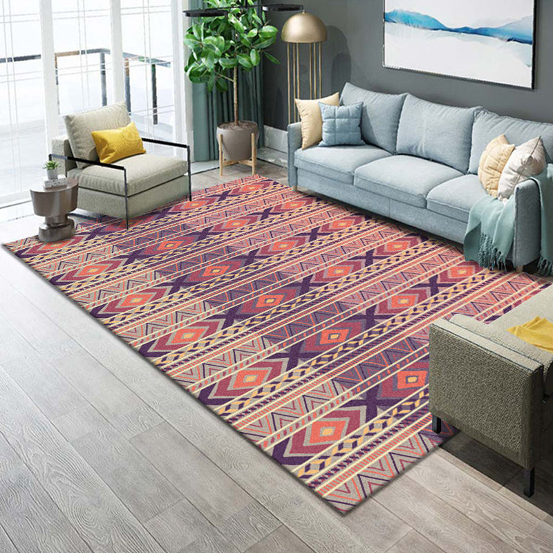 Lisslune | Western Parlor Rug Multicolored Geometric Pattern Area Rug Polypropylene Easy Care Pet Friendly Washable Indoor Rug