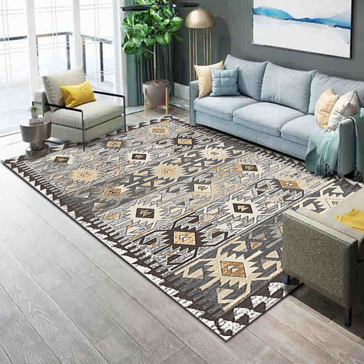 Lisslune | Western Parlor Rug Multicolored Geometric Pattern Area Rug Polypropylene Easy Care Pet Friendly Washable Indoor Rug