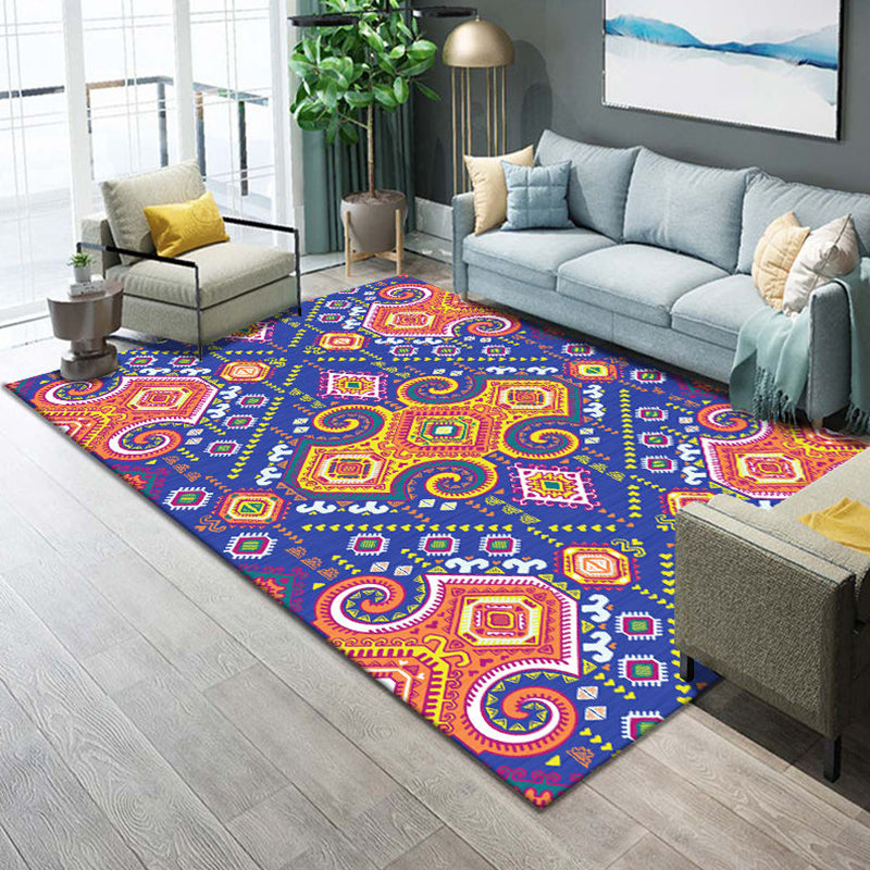 Lisslune | Western Parlor Rug Multicolored Geometric Pattern Area Rug Polypropylene Easy Care Pet Friendly Washable Indoor Rug