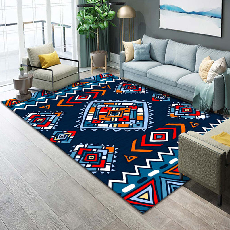 Lisslune | Western Parlor Rug Multicolored Geometric Pattern Area Rug Polypropylene Easy Care Pet Friendly Washable Indoor Rug