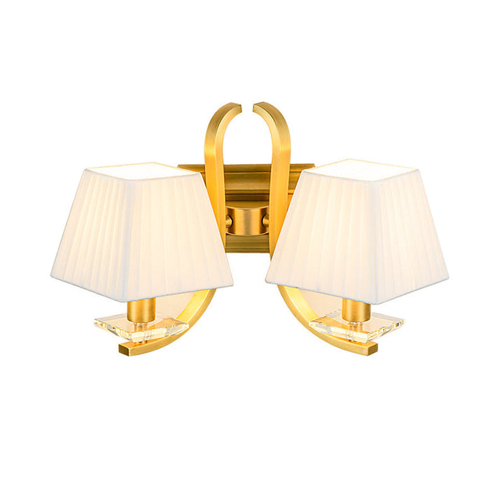 Skørter | Trapezium Fabric Shade Wall Lamp Vintage 1/2-Head Bedroom Wall Mount Lamp in Gold