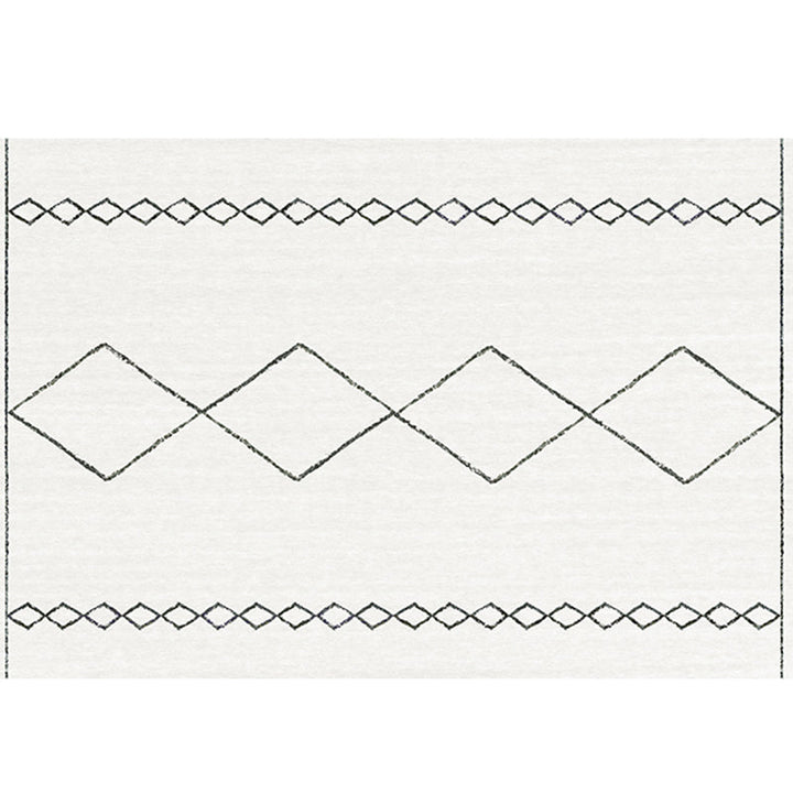 Lisslune | Bohemian Living Room Rug Multicolor Geometric Pattern Rug Polyester Non-Slip Mat Pet-Friendly Indoor Rug
