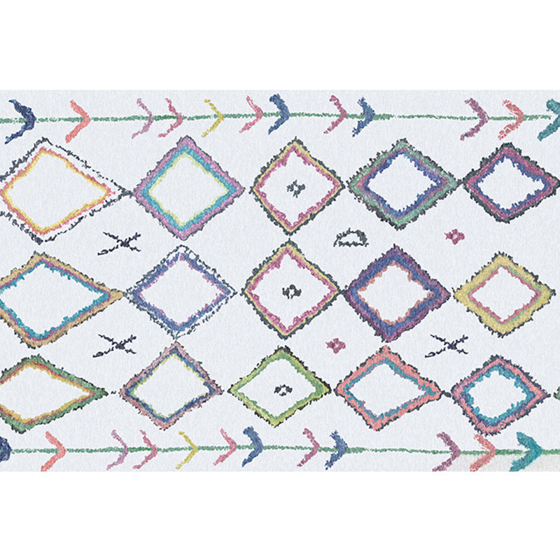 Lisslune | Bohemian Living Room Rug Multicolor Geometric Pattern Rug Polyester Non-Slip Mat Pet-Friendly Indoor Rug