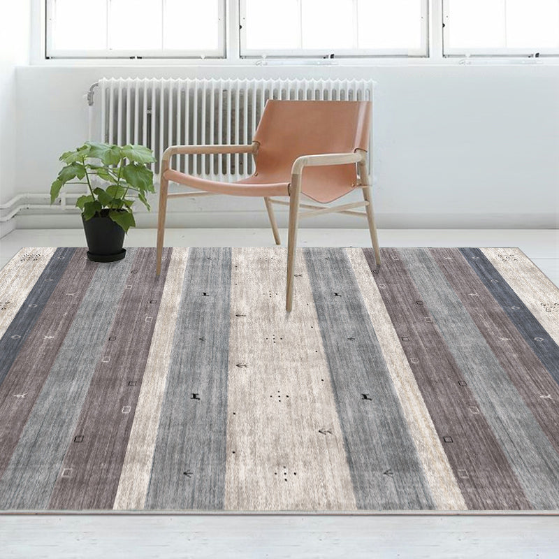 Lisslune | Bohemian Living Room Rug Multicolor Geometric Pattern Rug Polyester Non-Slip Mat Pet-Friendly Indoor Rug