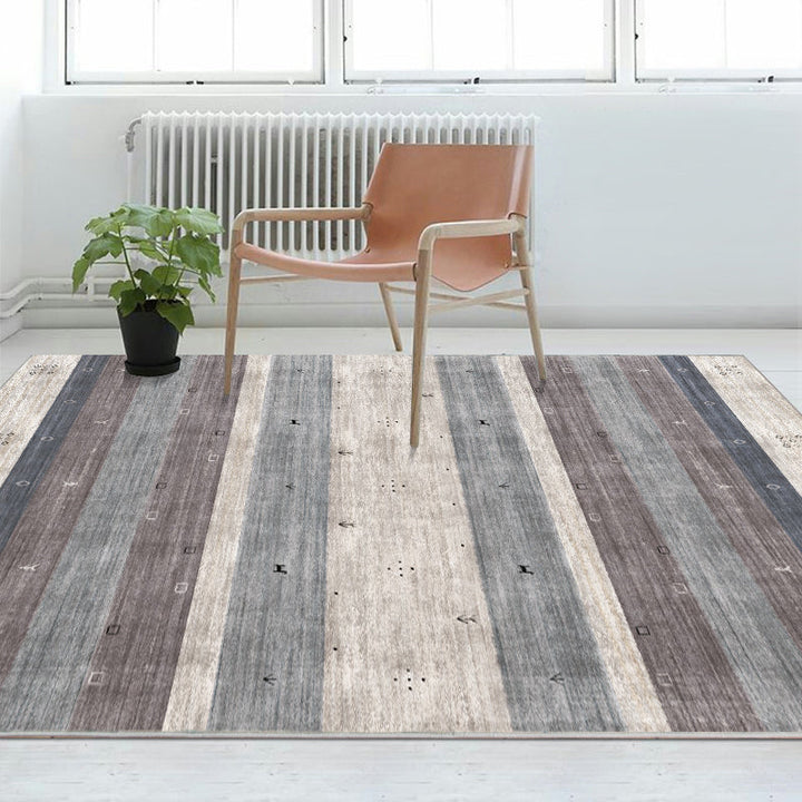 Lisslune | Bohemian Living Room Rug Multicolor Geometric Pattern Rug Polyester Non-Slip Mat Pet-Friendly Indoor Rug